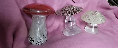 Buy Lot Of Glass Mushrooms/ Toadstools/Decorative/Set Of Three/Various Sizes/Quirky  • 14.99£