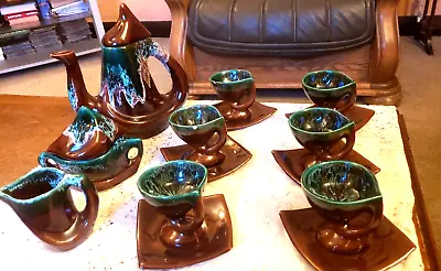 Buy Vintage French Vallauris Coffee Set, With The Best Glaze I've Ever Seen! • 140£