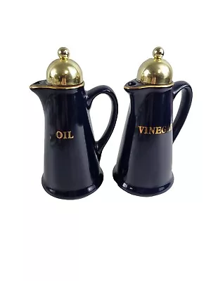 Buy Premier Housewares Oil & Vinegar Bottles Dispensers Navy & Gold 1993 • 7.90£