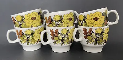 Buy Grindley Flower Floral Coffee Cups Tea Made In England Set Of 6 Mayflower Retro • 9.52£