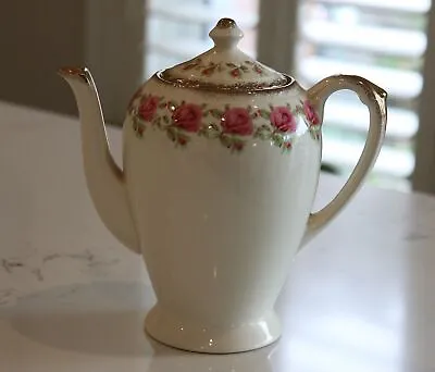 Buy Pretty Vintage Crown Ducal Britannia Rose Coffee/Tea Pot - Pink Roses • 56.92£