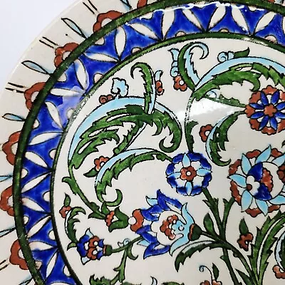 Buy As Is Kutahya Hand Painted Plate Turkish Pottery Folk Art Floral Blue Green Red • 56.69£