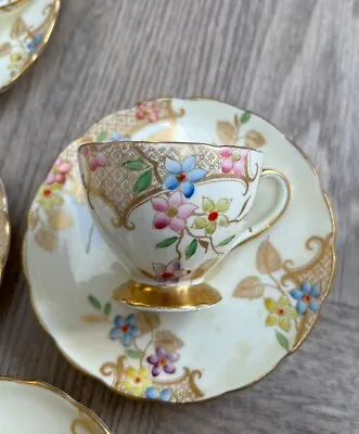 Buy Foley China Cups & Saucers Little Demi Tasse Hand Painted Sweet Antique Vintage • 38£