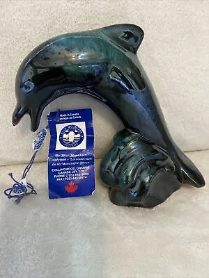 Buy BLUE MOUNTAIN Collection CANADIAN POTTERY Glazed Clay DOLPHIN FIGURINE 14.5cm • 25£