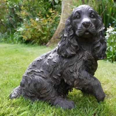 Buy Dog Statue Cocker Spaniel Home Garden Sculpture Resin Animal Figurine Ornament • 39.99£