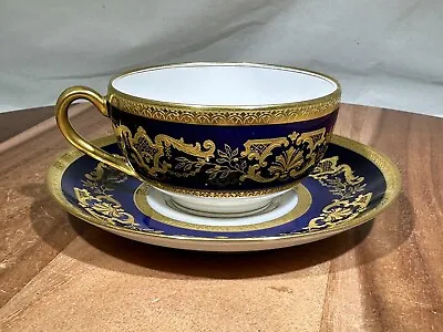 Buy Rare Antique Haviland Limoges Tea Cup And Saucer Demitasse Cobalt Blue And Gold • 94.68£