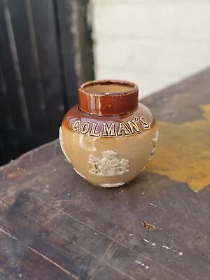 Buy Antique Vintage Royal Doulton Colmans Mustard Miniature Stoneware Pot Jar (3) • 0.99£