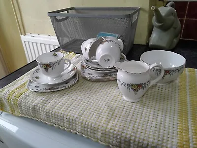 Buy Vintage English Floral China Tea Set For 4 Cups Saucers Plates Sugar Basin & Jug • 17.99£