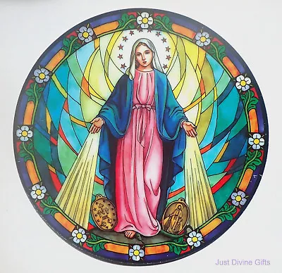 Buy Miraculous Mary Suncatcher Tiffany Stained Glass Effect Window Sticker Religious • 3.99£