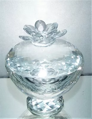 Buy Prism  Facet Cut Lidded Glass Bowl Trinket Box With Flower Handle 11 Cm, 700 G • 5£