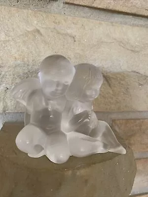 Buy Lalique Twin Baby Angels Figures 4.25  Wide X 3.5  Tall Chipped Wing Signed • 58.82£