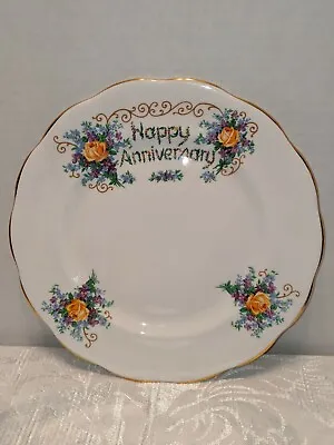 Buy Princess Anne Fine Bone China England Happy Anniversary Plate With Gold Trim • 18.88£