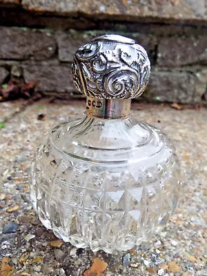 Buy Antique Cut Glass Scent Bottle With Silver Top And Mount • 19.99£