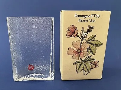 Buy Vintage Dartington Rectangular Flower Vase FT193 Textured Glass 4.25  Boxed • 12.50£