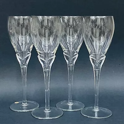 Buy Set Of 4 Romania Crystal Amaryllis Tulip Stem Art Nouveau Wine Glasses 9 3/8  • 38.37£