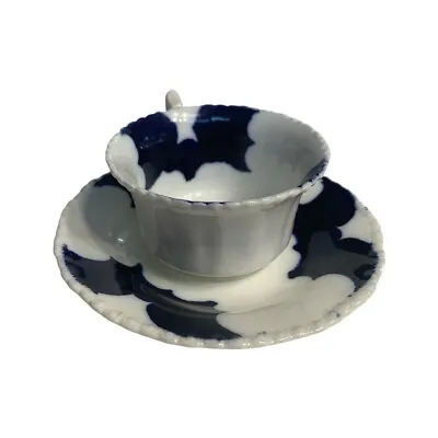 Buy Vintage English Coalport Teacup & Saucer Blue White Batwing • 21.80£