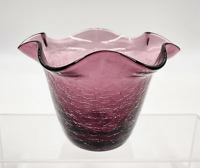 Buy Crackle Blown Glass Fluted Vase Candleholder Amethyst Purple Orchid 3.5  • 14.89£