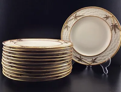 Buy Royal Worcester Antique Porcelain Gold Bamboo Plates Set Of 12 Patent Metallic • 426.92£