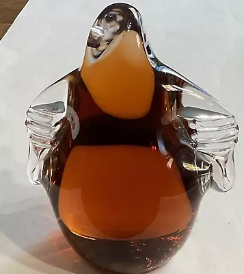 Buy Wedgwood Art Glass Paperweight In Form Of An  Amber Penguin With Clear Wings • 15£