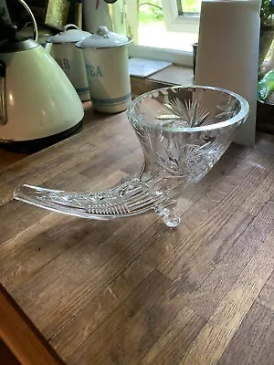 Buy Gorgeous Lead Crystal Cut Glass CORNUCOPIA 'Horn Of Plenty' Vase • 10£