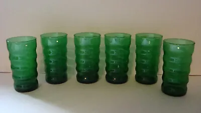Buy Anchor Hocking Glass Vintage 40's/50's Forest Green Ribbed Beverage Tumblers - 6 • 37.94£