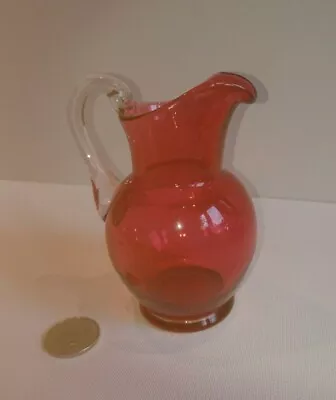 Buy Antique Cranberry Glass Cream Or Posy Jug With Clear Handle, 5  • 12£
