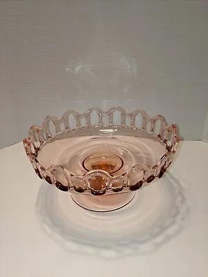 Buy Open Laced Pink Depression Footed Bowl 9 1/4  Diameter 5  H • 19.07£