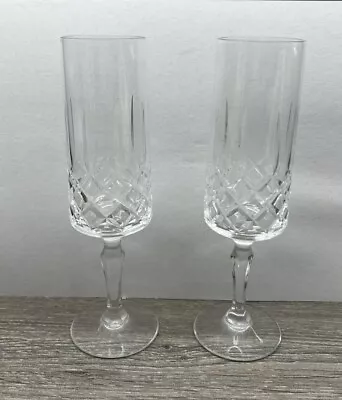 Buy Pair Of Vintage Cut Glass/crystal Wine/Champagne Flute Glasses • 4£