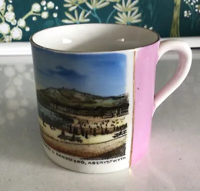 Buy Antique German Pink Lustre Porcelain Cup Mug Souvenir Promenade Aberystwyth  • 8.99£