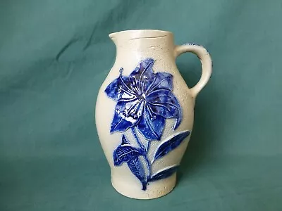 Buy Antique Blue Decorated Molded Stoneware Pitcher • 24.02£