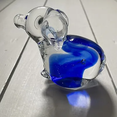 Buy Vintage Art Glass Colbalt Blue & Clear Animal Figurine Paperweight Ornament 3  • 12.50£