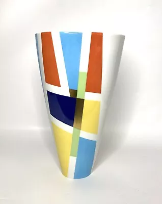 Buy KPM Berlin Porcelain Vase Modern Bold Graphic With Gold And Multi Colors • 351.82£