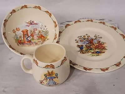 Buy Vintage Royal Doulton China 3 Piece Bunnykins Children's Set Plate Cup Bowl 1981 • 21.14£