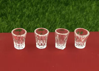 Buy 1/12 Dollhouse Miniature Clear Wine Glass Drink Water Cups Kitchen Accessory 4pc • 2.38£