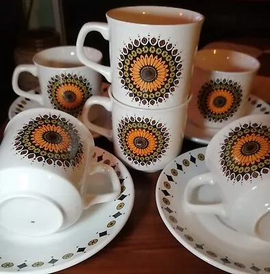 Buy J G Meakin Studio Pottery Coffee Cup Saucer Inca Pattern Jassie Tate Vintage 70s • 9.50£