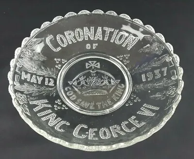 Buy Pressed Glass 24.5cm Plate / Shallow Dish - Coronation King George 1937 Vintage • 8.50£