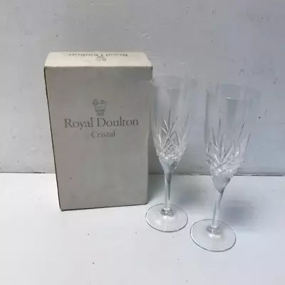 Buy Royal Doulton Crystal Monique Champagne Flute Glasses • 24.99£