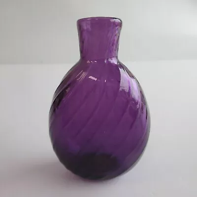 Buy Antique Amethyst Art Glass BUD VASE / Bottle Purple SWIRL • 47.95£