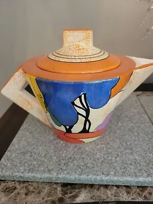 Buy CLARICE CLIFF MMA 1993 Art Deco BIZARRE AUTUMN TEAPOT Orange Tea Pot Vintage • 96.05£