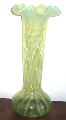 Buy Tall British Opalescent & Vaseline Vase Circ 1900  • 400£