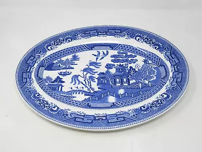 Buy Maddock Vintage Blue & White Willow Pattern Platter Plate 14 X 11 Cm        E10 • 5.95£