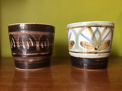 Buy 2 X Cinque Ports Pottery Rye Planters With Abstract Designs • 9.99£