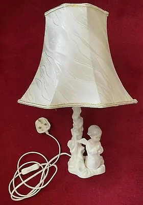 Buy Lladro Kneeing Boy Praying Lamp With Shade Porcelain Retired Figurine 10” Tall • 130£