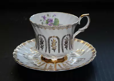 Buy Queen Anne Bone China Cup & Saucer Made In England White With Gold Multi Inside • 23.97£
