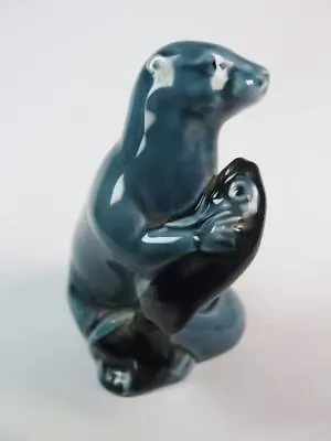 Buy VINTAGE Poole Pottery Figurine Otter With Salmon Fish • 8.99£