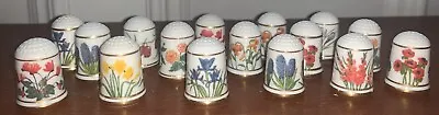 Buy Thimbles: Franklin Porcelain Flowers Of The Netherlands Lot Of Sixteen • 20£