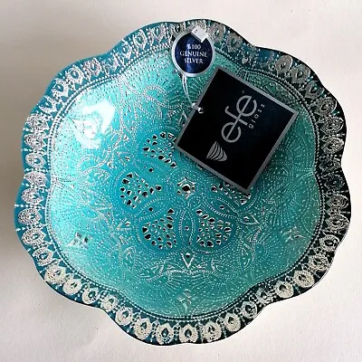 Buy Efe Glass Turkish Blue Bowl Dish Plate With 100% Silver Back 8  D Birthday Gift • 24.95£