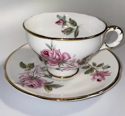 Buy Pink Roses Gold Trim 1789 Adderley Bone China Tea Cup And Saucer Set England • 33.78£