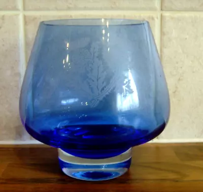 Buy Caithness Scottish Thistle Glass Footed Bowl In Blue Nice Size Good Weight • 15.99£