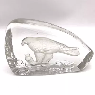 Buy Paperweight Wedgewood Crystal Glass Eagle Falcon With Chick In Nest Danbury Mint • 24.08£